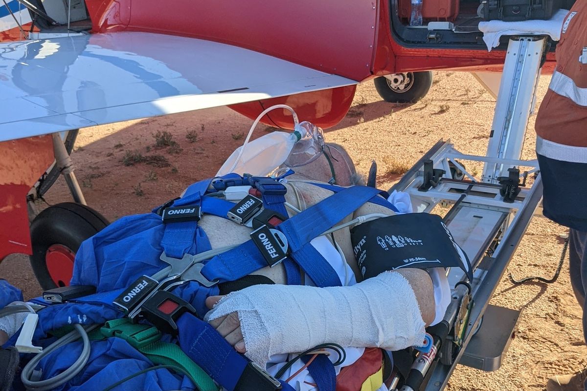 Phil Eley gets transferred onto RFDS aircraft
