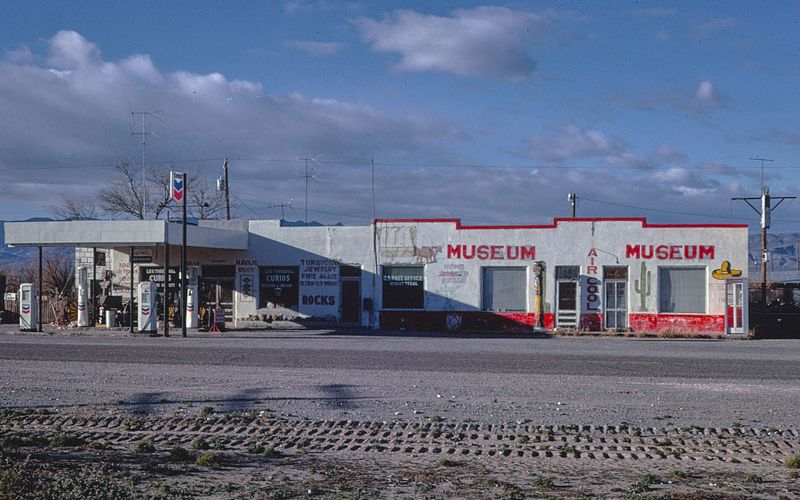 Small museum attached to a service station in rural USA, circa 1960's