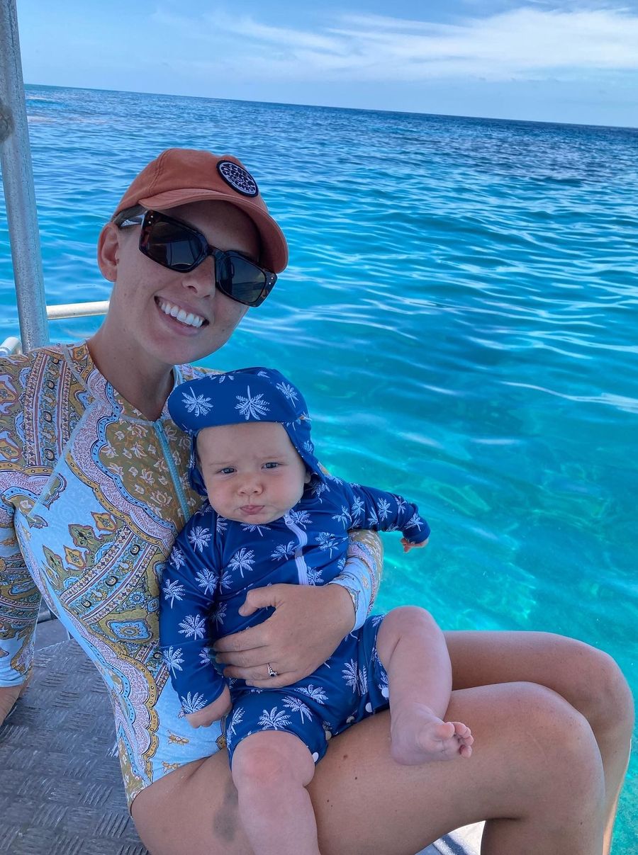 Ruby and Lucas on the beach at One Tree Island