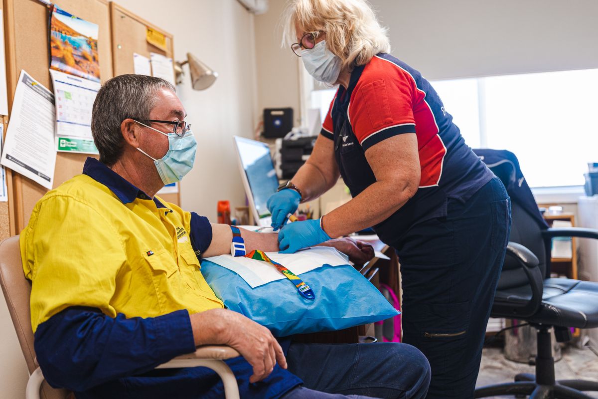 RFDS nurse Annie Godwin with patient Richard Hawkins