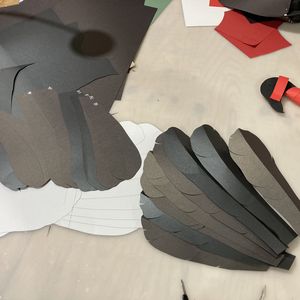 Progress shot of paper Brush Turkey's wing being made