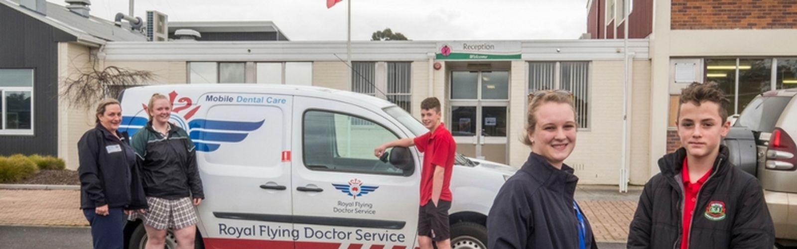 Picture of RFDS workers and clients outside circular head Aboriginal corps