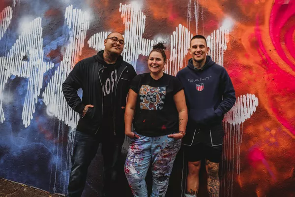 left to right: Thomas Readett, Elizabeth Yanyi Close and Shane Kooka