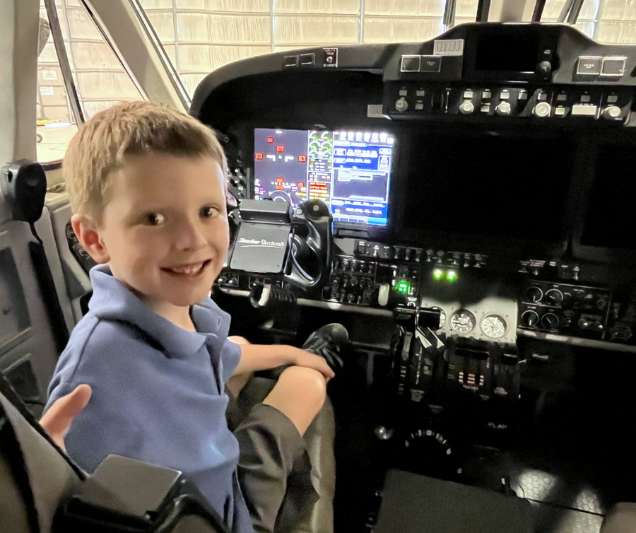 Nick's son, Alex in cockpit