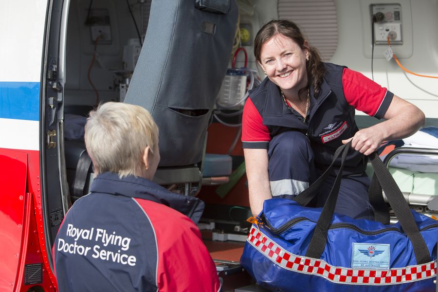Flight nurses preparing for action
