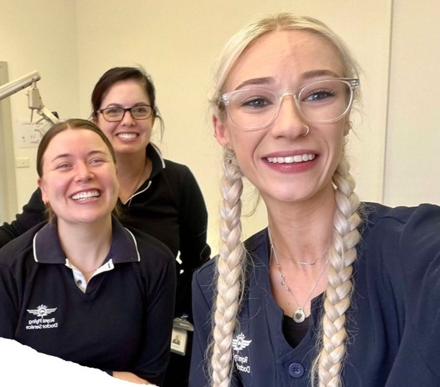Danielle Symons and Kim Dawson with the RFDS Tasmania dental van.