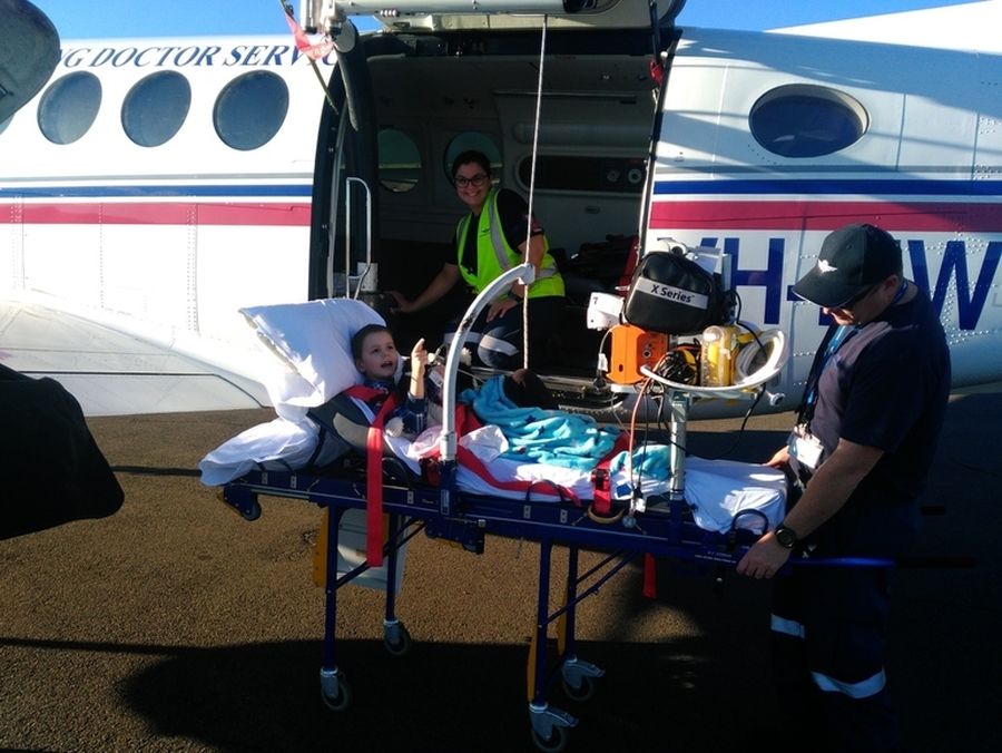 Dominic being flown to Sydney