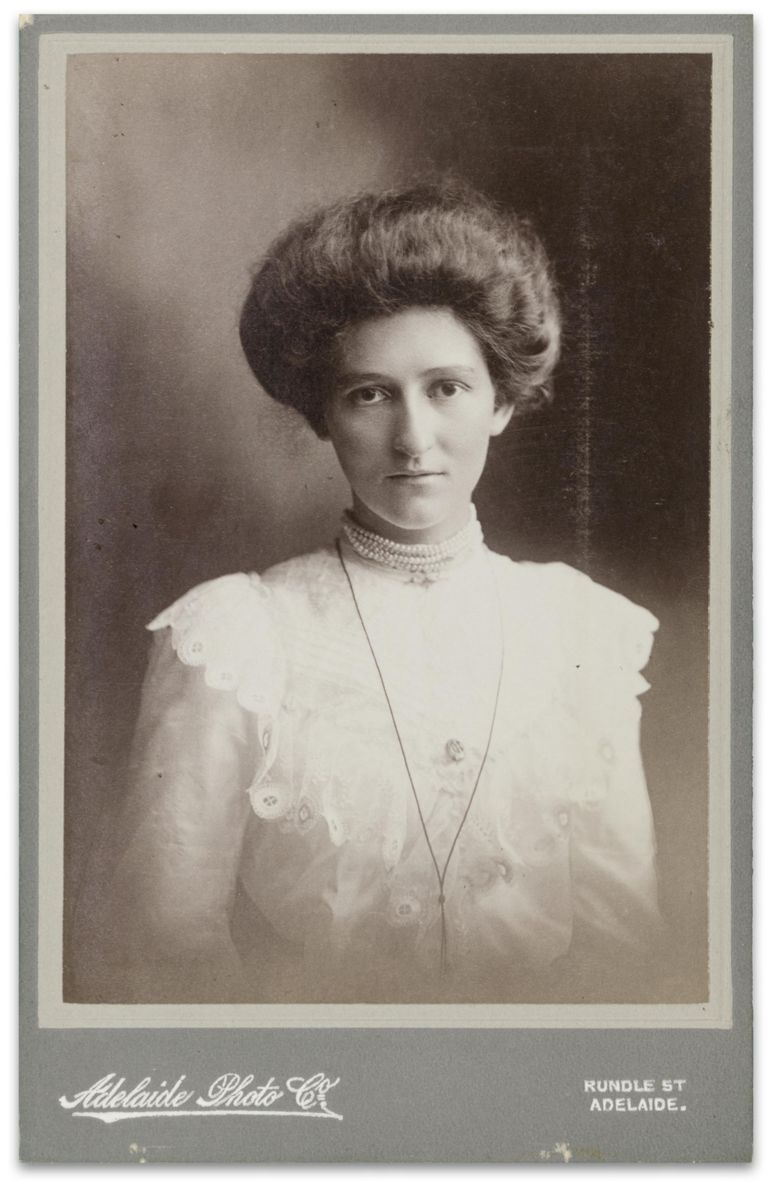 Portrait Of Woman Wearing White Dress And Pearl Necklace Agsa Collection 