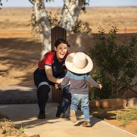 RFDS Dr checking a child is ready to fly on an rfds aeromedical flight