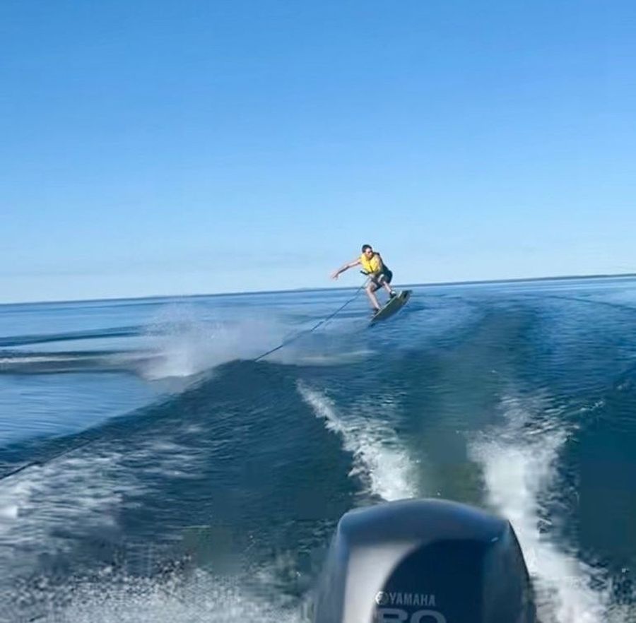 Callum wakeboarding