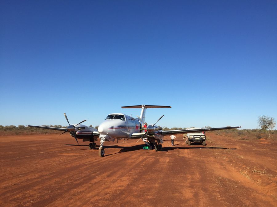 The dirt airstrip which the RFDS landed on to transfer Donald Truss.
