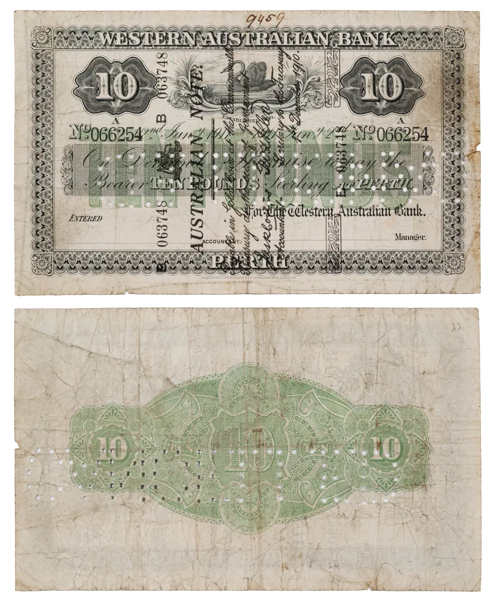 Superscribed Note. Commonwealth of Australia: Western Australian Bank ...