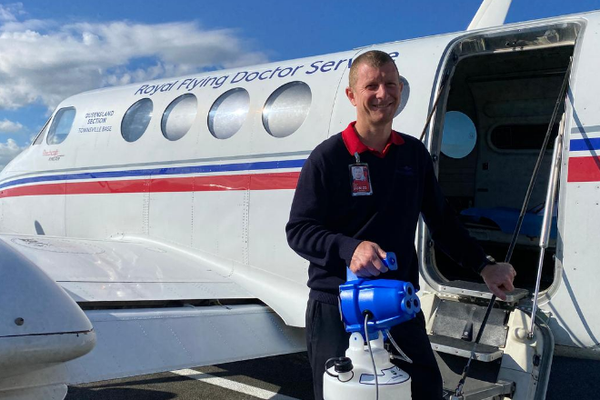 Clayton Judd in front of RFDS Aircraft