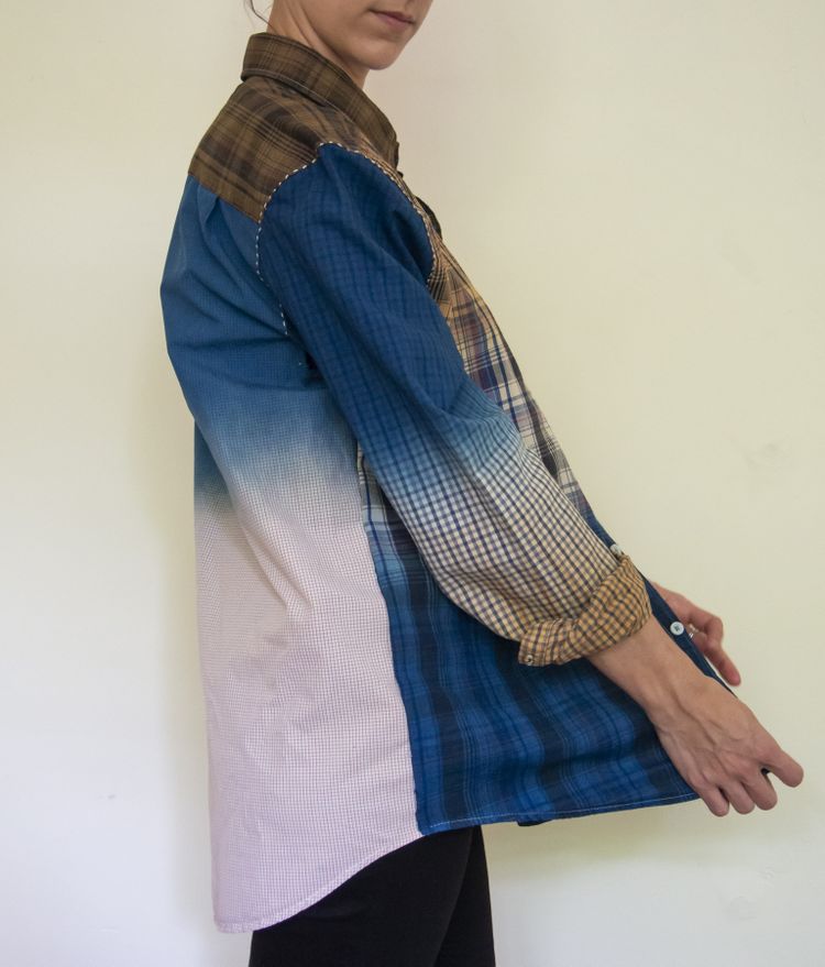 Hand made shirt assembled from pieces of other shirts by Eloise Rapp
