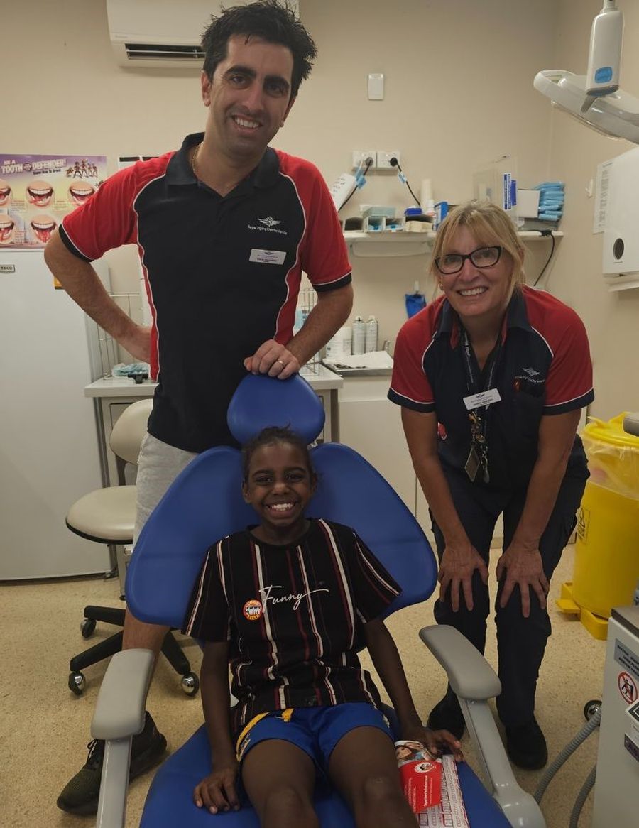 Dr Vince with dental nurse Wendy and patient Tyeesa.