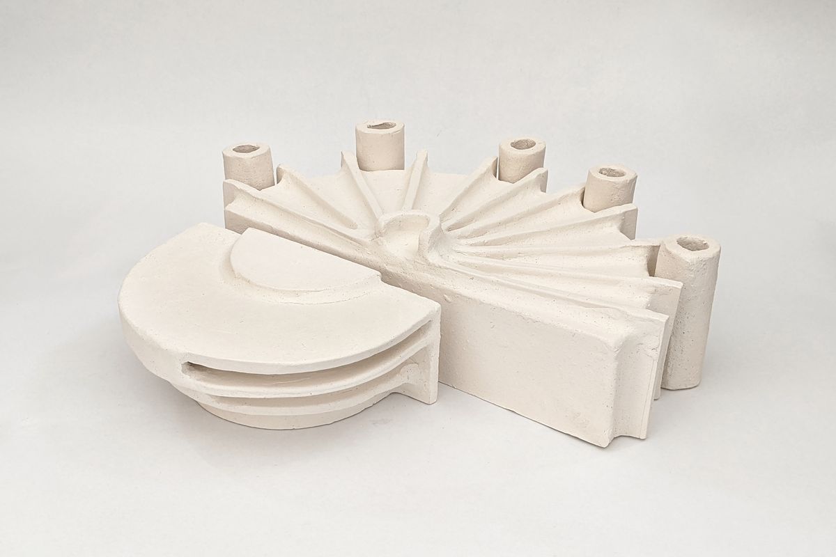 White ceramic architectural model of the Sydney Entertainment Centre