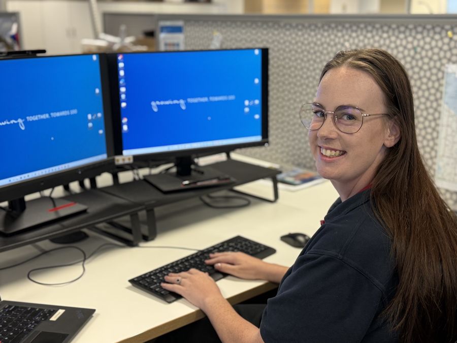 Meg in office 