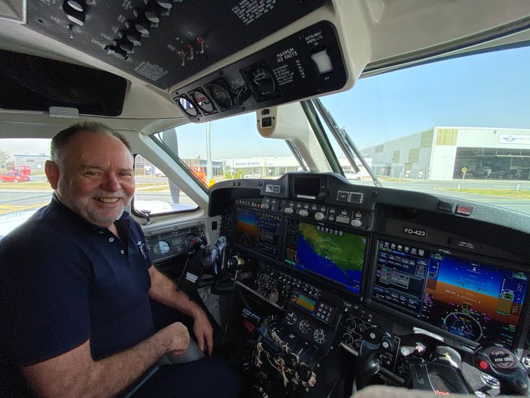 Capt. James Williams in an RFDS Aircraft