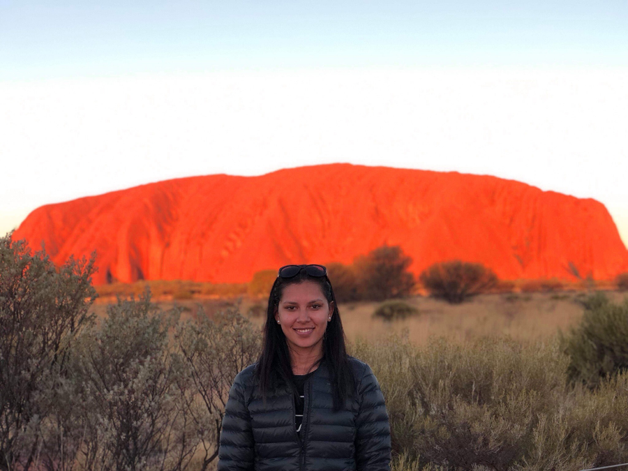 Student in front of Uluru