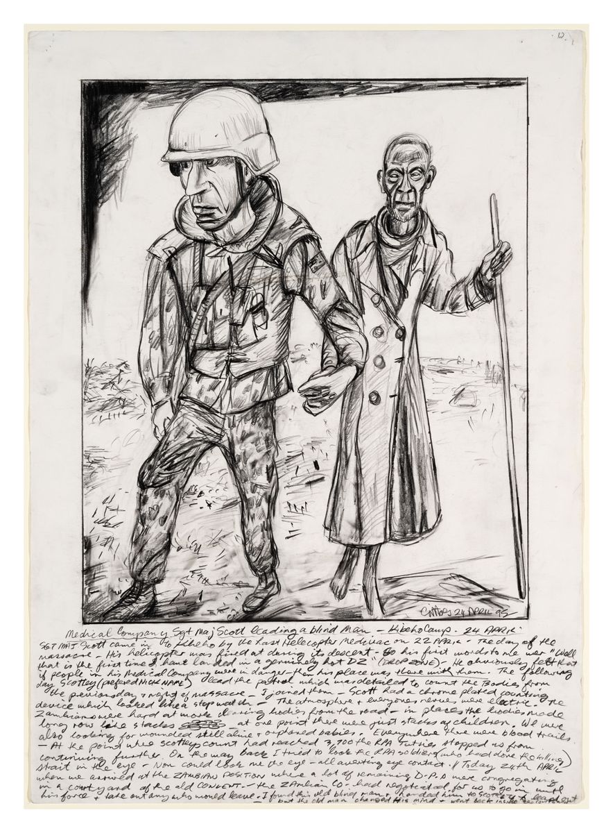 Image of Medical Company Sgt Major Scott leading a blind man