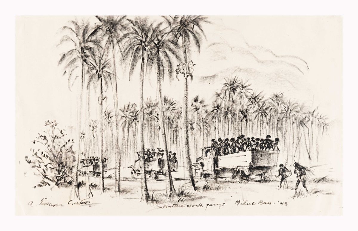 Image of Native work gangs, Milne Bay