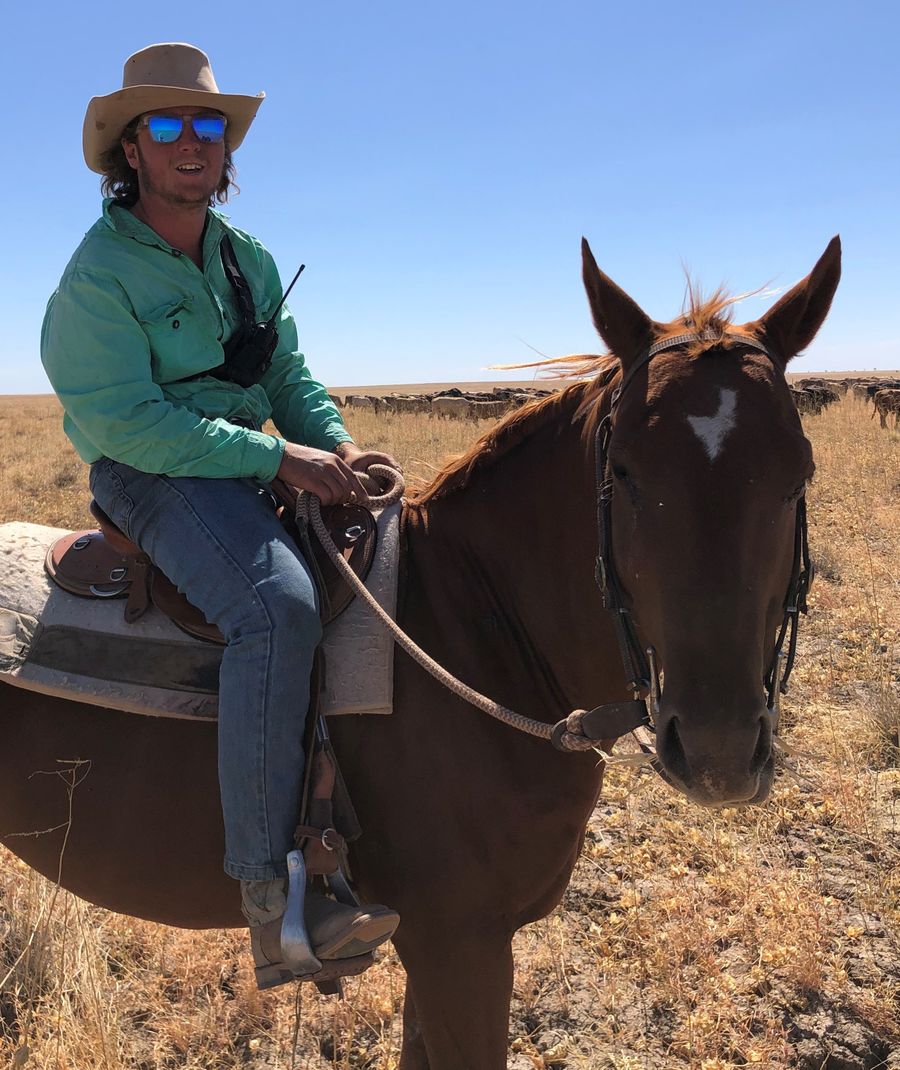 Jackeroo sitting on horse