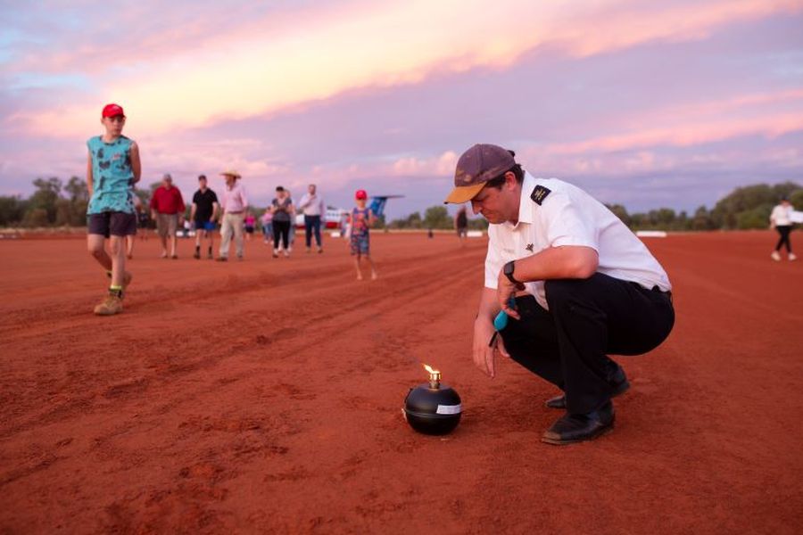 Nick Tully with the lanterns.
