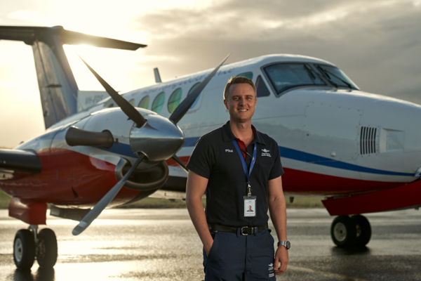 Elliott in front of RFDS aircraft 