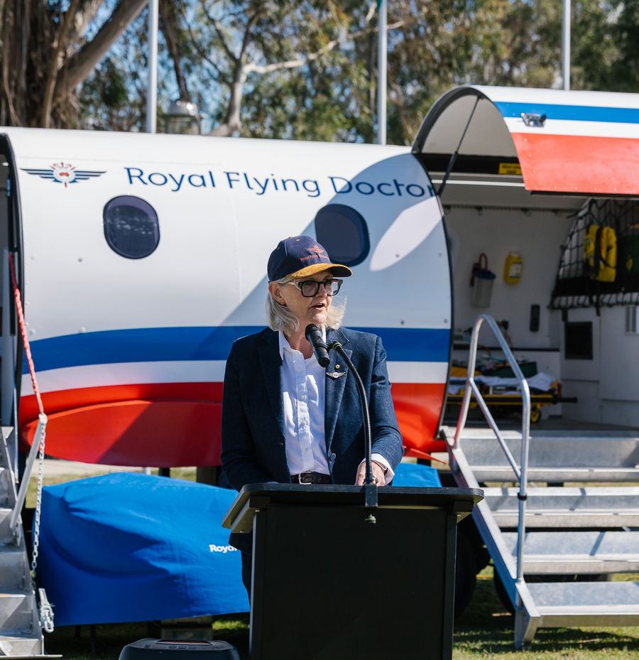 Her Excellency, the Honourable AC Ms Sam Mostyn had the opportunity to step inside a fully equipped RFDS Aircraft Simulator 