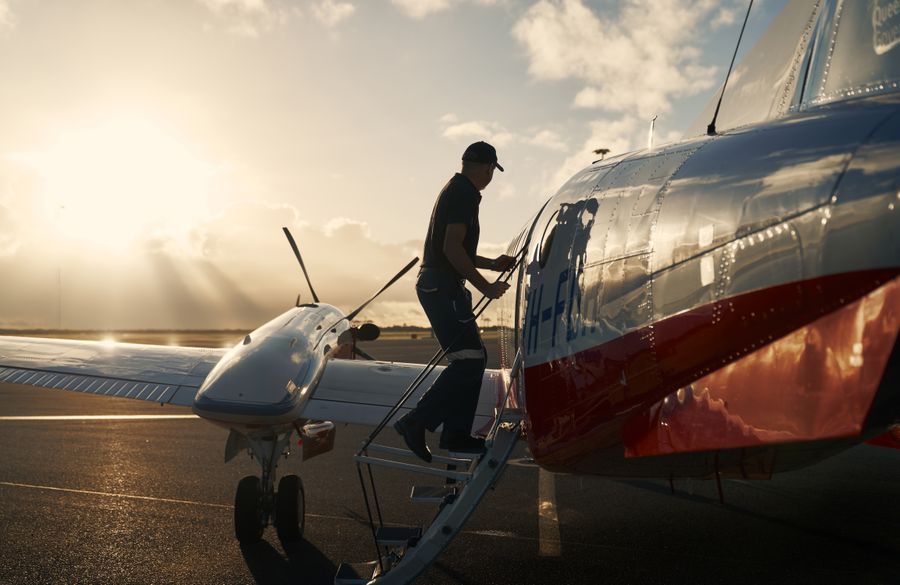 Pilot on aircraft 