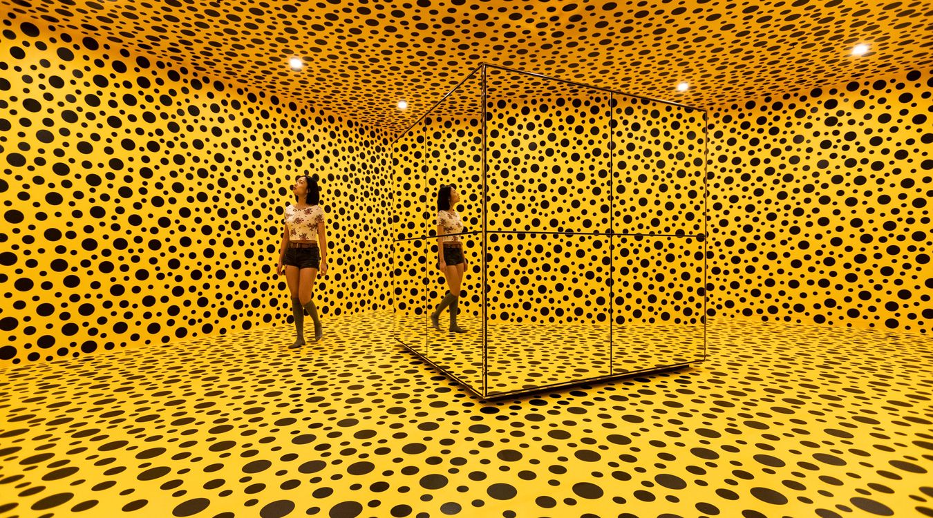 installation view:  THE SPIRITS OF THE PUMPKINS DESCENDED INTO THE HEAVENS by Yayoi Kusama, 2017,  National Gallery of Australia, Canberra; © Yayoi Kusama, courtesy of Ota Fine Arts, Tokyo/Singapore/Shanghai
