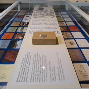 Image of postcard display in showcase