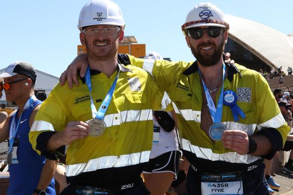 Chris after completing a previous Sydney Marathon