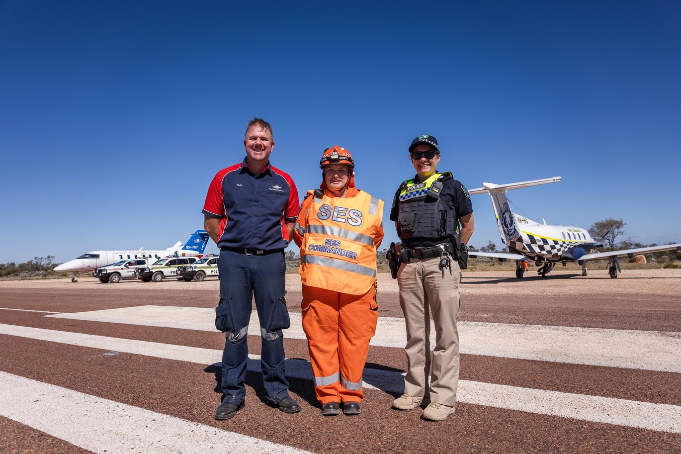 RFDS, SES and SAPOL at Traeger Roadstrip Stuart Highway